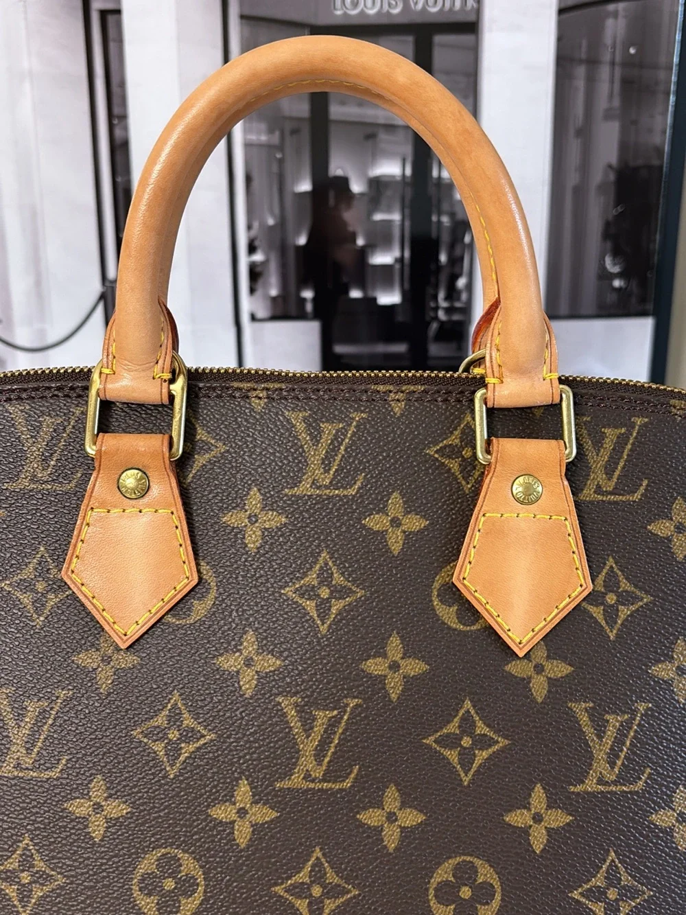 Louis Vuitton Monogram Alma Satchel in Brown and Tan